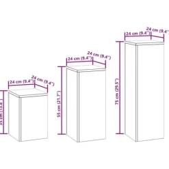 vidaXL Planteholdere 3 pcs Olivengrøn 24 x 24 x 75 cm Stål