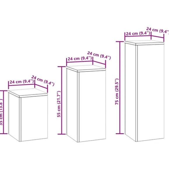 vidaXL Planteholdere 3 pcs Olivengrøn 24 x 24 x 75 cm Stål