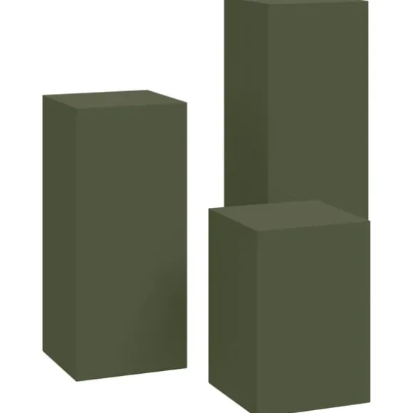 vidaXL Planteholdere 3 pcs Olivengrøn 24 x 24 x 75 cm Stål