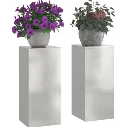 vidaXL Planteholdere 2 pcs Sølv 24 x 24 x 55 cm Rustfrit stål