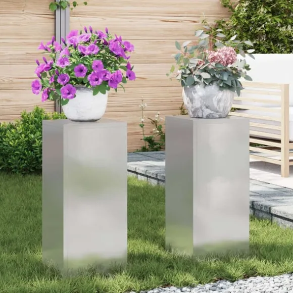 vidaXL Planteholdere 2 pcs Sølv 24 x 24 x 55 cm Rustfrit stål