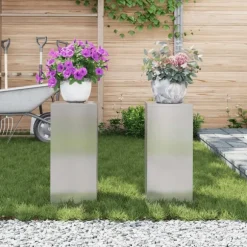 vidaXL Planteholdere 2 pcs Sølv 24 x 24 x 55 cm Rustfrit stål