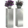 vidaXL Planteholdere 2 pcs Sølv 24 x 24 x 75 cm Galvaniseret stål