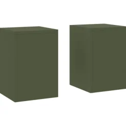 vidaXL Planteholdere 2 pcs Olivengrøn 24 x 24 x 35 cm Stål