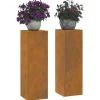 vidaXL Planteholdere 2 pcs Rusten 24 x 24 x 75 cm Forvitret stål