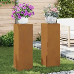 vidaXL Planteholdere 2 pcs Rusten 24 x 24 x 75 cm Forvitret stål