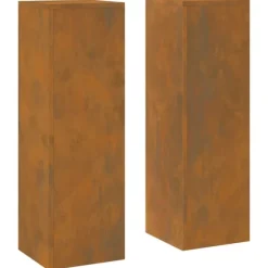 vidaXL Planteholdere 2 pcs Rusten 24 x 24 x 75 cm Forvitret stål