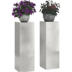 vidaXL Planteholdere 2 pcs Sølv 24 x 24 x 75 cm Rustfrit stål