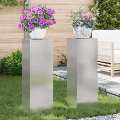 vidaXL Planteholdere 2 pcs Sølv 24 x 24 x 75 cm Rustfrit stål