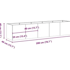 vidaXL plantekasse antracitgrå 200x40x40 cm koldvalset stål