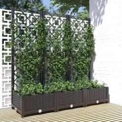 vidaXL plantekasse med espalier 120x40x121,5 cm PP sort - Plantekrukker