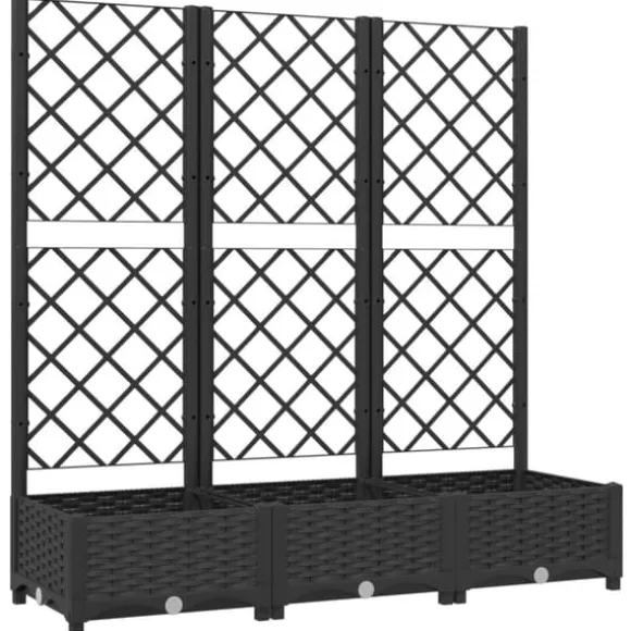 vidaXL plantekasse med espalier 120x40x121,5 cm PP sort - Plantekrukker