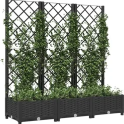 vidaXL plantekasse med espalier 120x40x121,5 cm PP sort - Plantekrukker