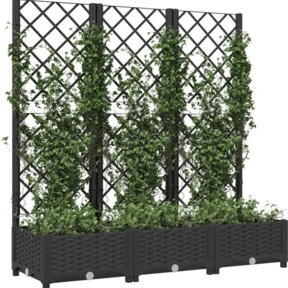 vidaXL plantekasse med espalier 120x40x121,5 cm PP sort - Plantekrukker