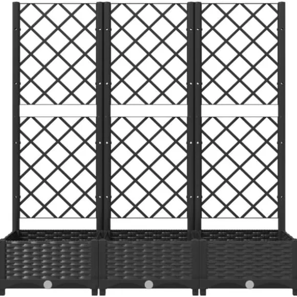 vidaXL plantekasse med espalier 120x40x121,5 cm PP sort - Plantekrukker