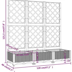 vidaXL plantekasse med espalier 120x40x121,5 cm PP sort - Plantekrukker