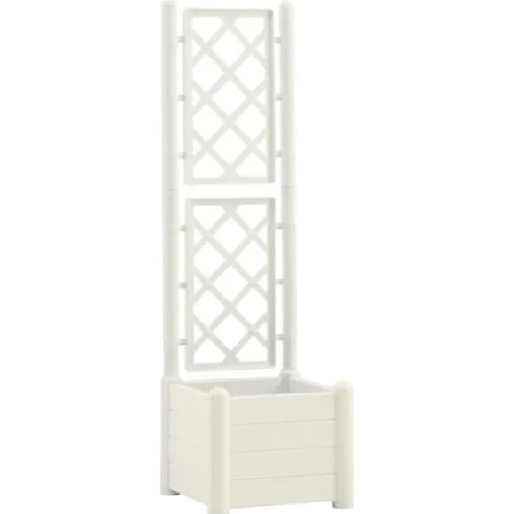 vidaXL plantekasse med espalier 43x43x142 cm PP hvid - Plantekrukker