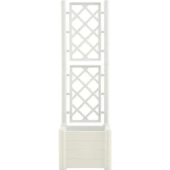 vidaXL plantekasse med espalier 43x43x142 cm PP hvid - Plantekrukker