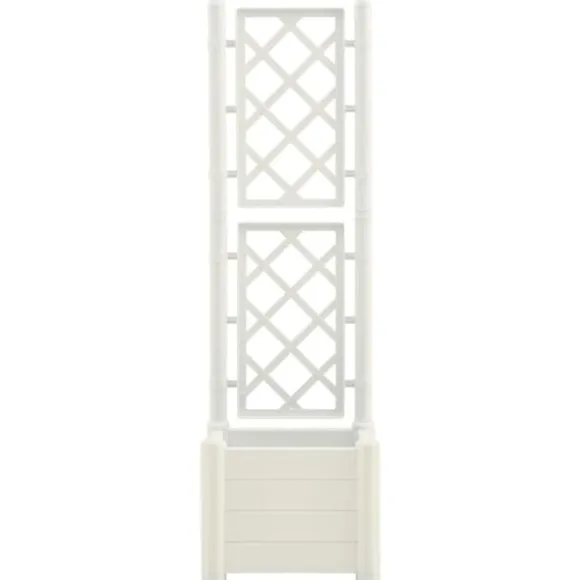 vidaXL plantekasse med espalier 43x43x142 cm PP hvid - Plantekrukker