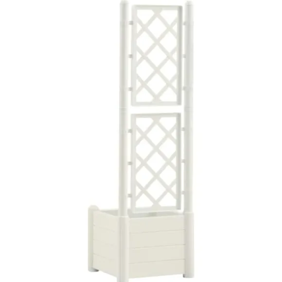 vidaXL plantekasse med espalier 43x43x142 cm PP hvid - Plantekrukker