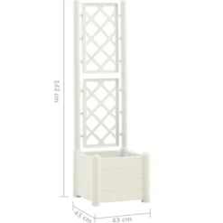 vidaXL plantekasse med espalier 43x43x142 cm PP hvid - Plantekrukker