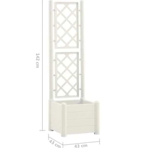 vidaXL plantekasse med espalier 43x43x142 cm PP hvid - Plantekrukker
