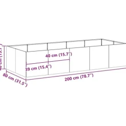 vidaXL plantekasse rustfarvet 200x80x40 cm forvitringsstål