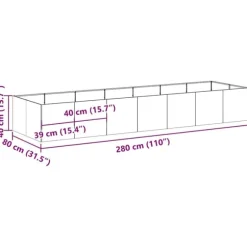 vidaXL plantekasse 280x80x40 cm rustfrit stål