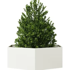 vidaXL plantekasse 138x120x45 cm sekskantet stål hvid