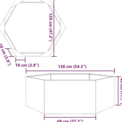vidaXL plantekasse 138x120x45 cm sekskantet stål hvid