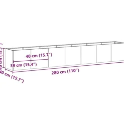 vidaXL plantekasse 280x40x40 cm galvaniseret stål