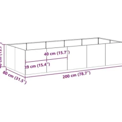 vidaXL plantekasse 200x80x40 cm stål antracitgrå