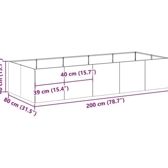 vidaXL plantekasse 200x80x40 cm stål antracitgrå