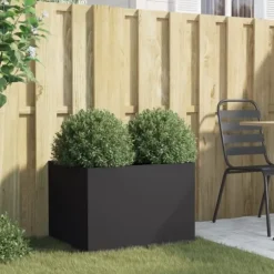 vidaXL plantekasse 62x47x46 cm koldvalset stål sort - Plantekrukker