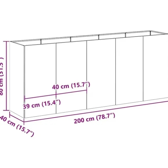 vidaXL plantekasse 200x40x80 cm koldvalset stål antracitgrå
