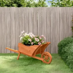 vidaXL plantekasse 128x45,5x43 cm trillebørsdesign massivt fyr