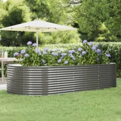 vidaXL plantekasse 291x140x68 cm pulverlakeret stål grå - Plantekrukker