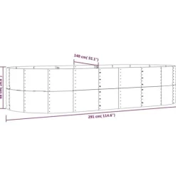 vidaXL plantekasse 291x140x68 cm pulverlakeret stål grå - Plantekrukker