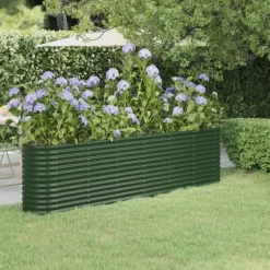 vidaXL plantekasse 260x40x68 cm pulverlakeret stål grøn - Plantekrukker