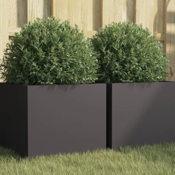 vidaXL plantekasser 2 stk. 32x30x29 cm koldvalset stål sort - Plantekrukker