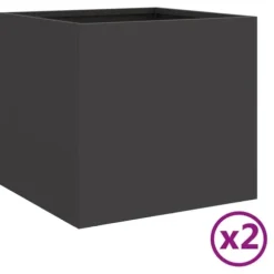 vidaXL plantekasser 2 stk. 32x30x29 cm koldvalset stål sort - Plantekrukker