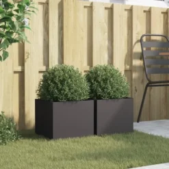 vidaXL plantekasser 2 stk. 32x30x29 cm koldvalset stål sort - Plantekrukker