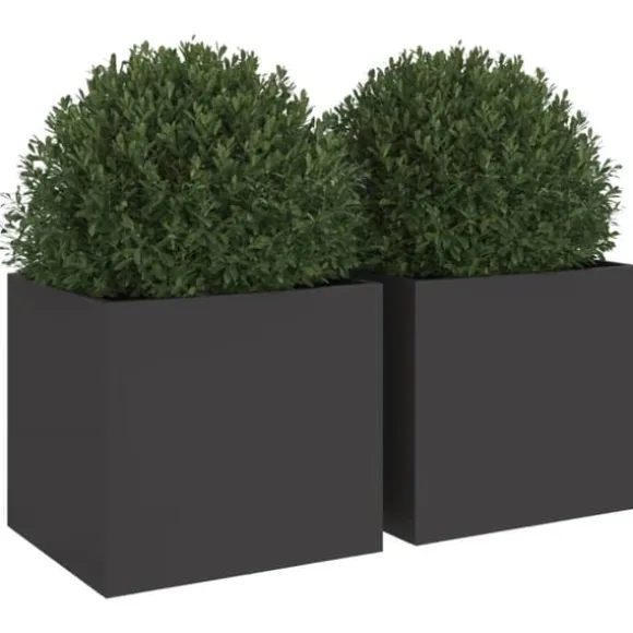 vidaXL plantekasser 2 stk. 32x30x29 cm koldvalset stål sort - Plantekrukker