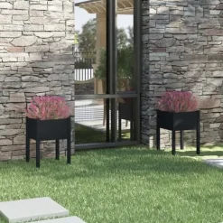 vidaXL plantekasser 2 stk. 50x50x70 cm massivt fyrretræ sort - Plantekrukker