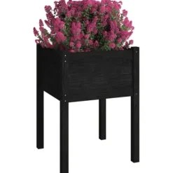 vidaXL plantekasser 2 stk. 50x50x70 cm massivt fyrretræ sort - Plantekrukker