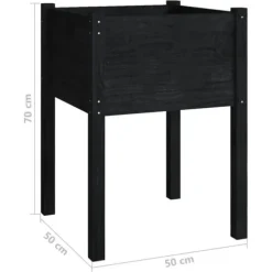 vidaXL plantekasser 2 stk. 50x50x70 cm massivt fyrretræ sort - Plantekrukker