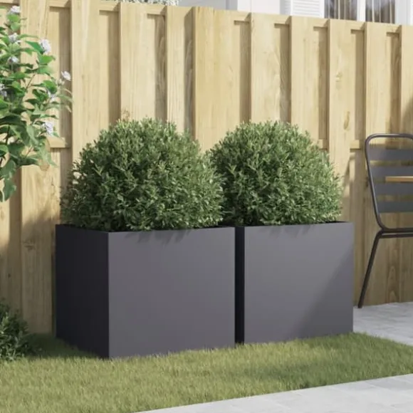 vidaXL plantekasser 2 stk. 49x47x46 cm koldvalset stål antracitgrå - Plantekrukker