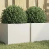 vidaXL plantekasser 2 stk. 32x30x29 cm koldvalset stål hvid - Plantekrukker