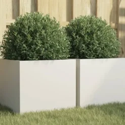 vidaXL plantekasser 2 stk. 32x30x29 cm koldvalset stål hvid - Plantekrukker