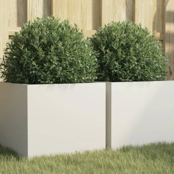 vidaXL plantekasser 2 stk. 32x30x29 cm koldvalset stål hvid - Plantekrukker